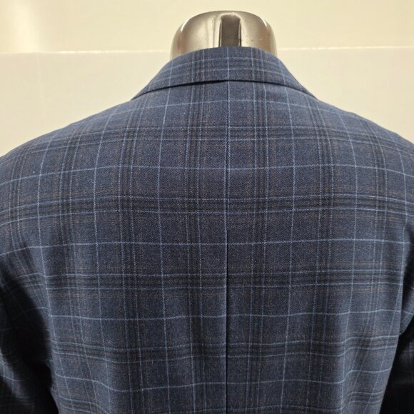 Brooks Brothers Regent 1818 Wool Men Sport Coat Blazer Blue Windowpane 46R - Picture 4 of 15